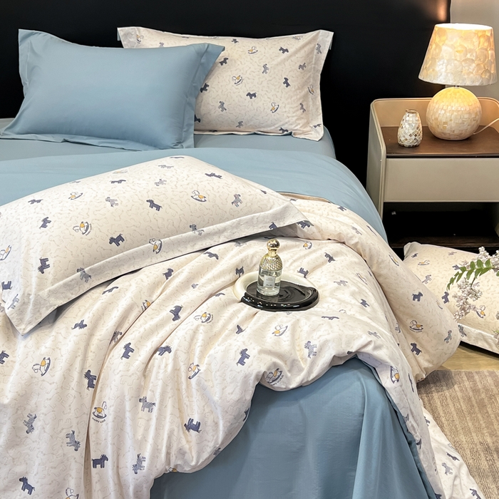 91家纺网 家纺一手货源 找家纺 繁花家居 2026凉感云丝棉高克重冰感天丝绵四件套 骏马送财