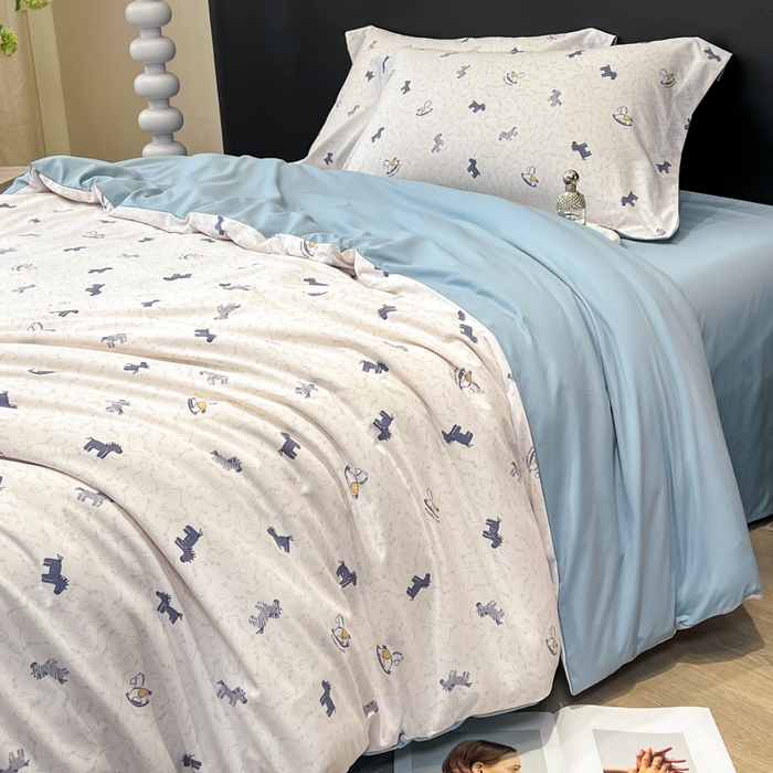 91家纺网 家纺一手货源 找家纺 繁花家居 2026凉感云丝棉高克重冰感天丝绵四件套 骏马送财