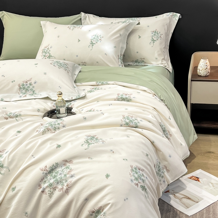 91家纺网 家纺一手货源 找家纺 繁花家居 2026凉感云丝棉高克重冰感天丝绵四件套 兰枝玉树