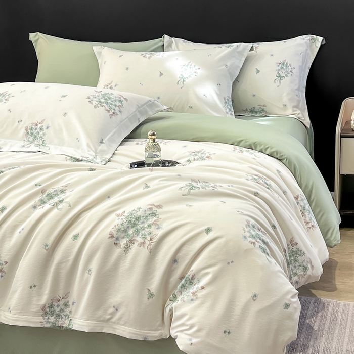 91家纺网 家纺一手货源 找家纺 繁花家居 2026凉感云丝棉高克重冰感天丝绵四件套 兰枝玉树