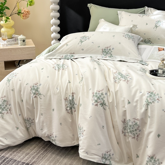 91家纺网 家纺一手货源 找家纺 繁花家居 2026凉感云丝棉高克重冰感天丝绵四件套 兰枝玉树