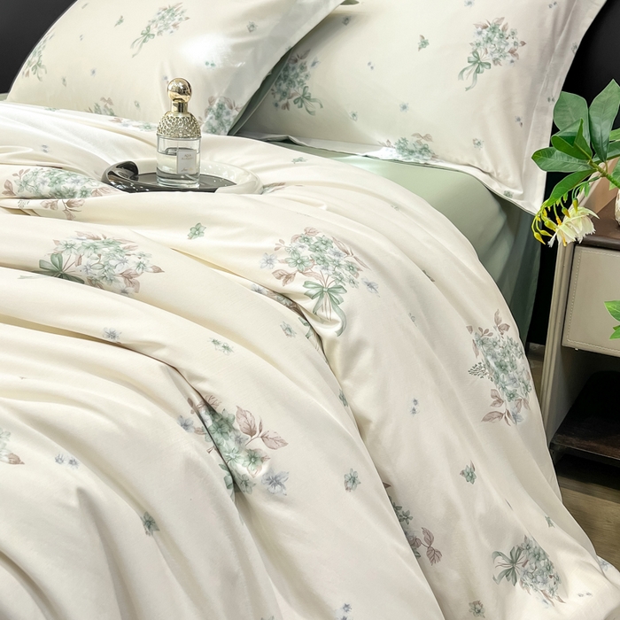 91家纺网 家纺一手货源 找家纺 繁花家居 2026凉感云丝棉高克重冰感天丝绵四件套 兰枝玉树