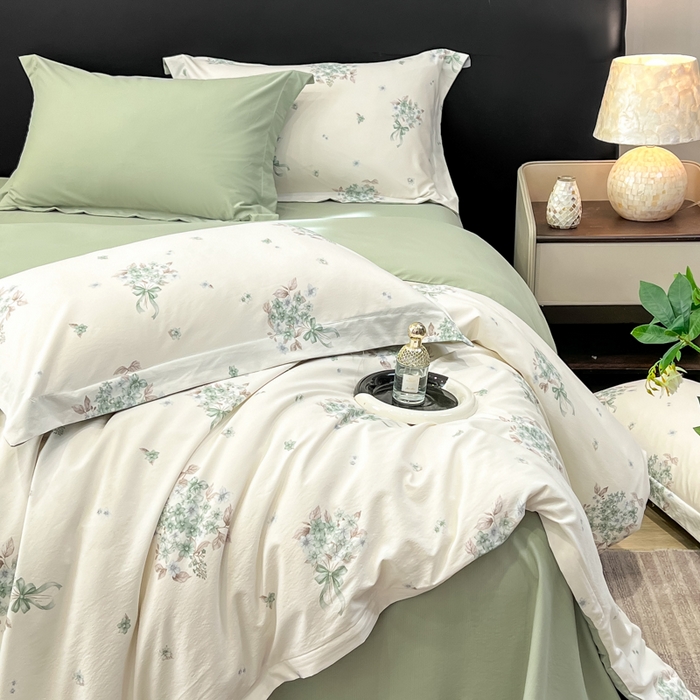 91家纺网 家纺一手货源 找家纺 繁花家居 2026凉感云丝棉高克重冰感天丝绵四件套 兰枝玉树