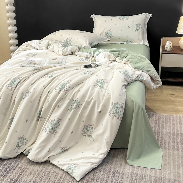 91家纺网 家纺一手货源 找家纺 繁花家居 2026凉感云丝棉高克重冰感天丝绵四件套 兰枝玉树