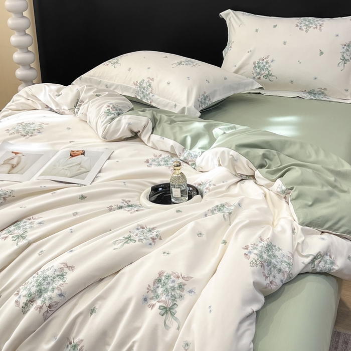 91家纺网 家纺一手货源 找家纺 繁花家居 2026凉感云丝棉高克重冰感天丝绵四件套 兰枝玉树