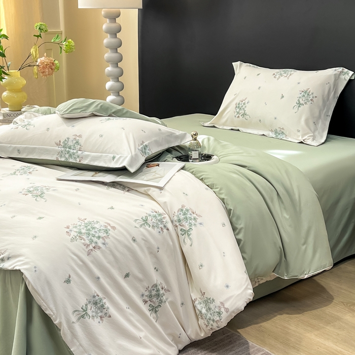 91家纺网 家纺一手货源 找家纺 繁花家居 2026凉感云丝棉高克重冰感天丝绵四件套 兰枝玉树