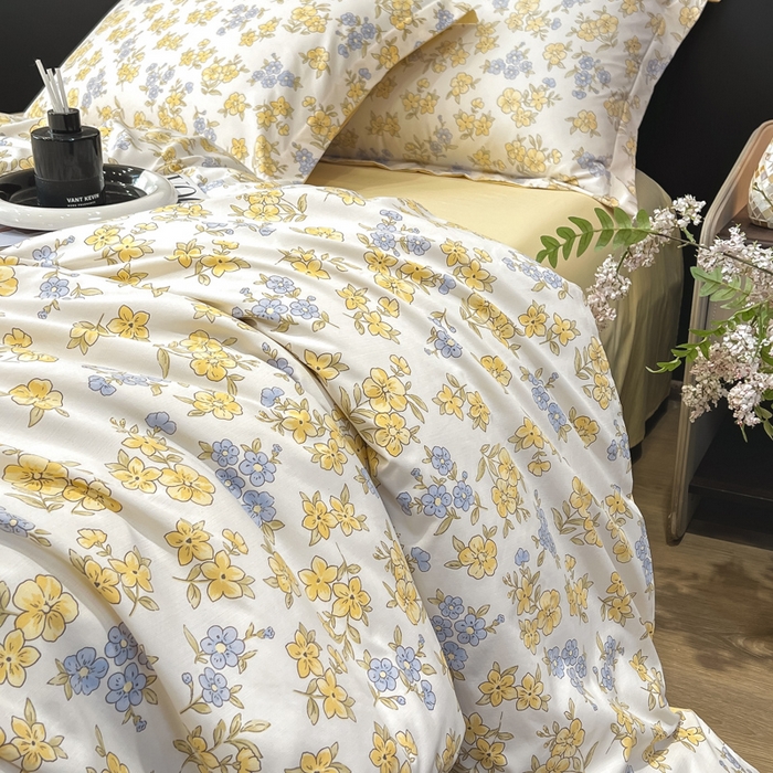 91家纺网 家纺一手货源 找家纺 繁花家居 2026凉感云丝棉高克重冰感天丝绵四件套 山野浪漫