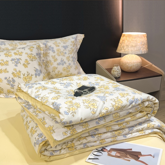 91家纺网 家纺一手货源 找家纺 繁花家居 2026凉感云丝棉高克重冰感天丝绵四件套 山野浪漫