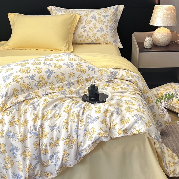 91家纺网 家纺一手货源 找家纺 繁花家居 2026凉感云丝棉高克重冰感天丝绵四件套 山野浪漫