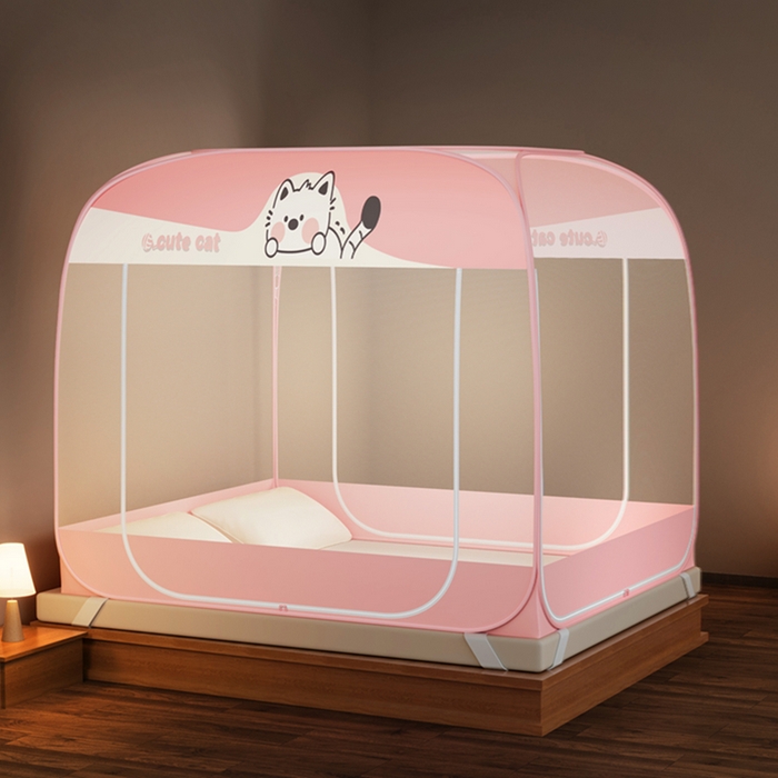 （总）青竹苑 2026新款免安装大顶魔术蚊帐三开门布三角款