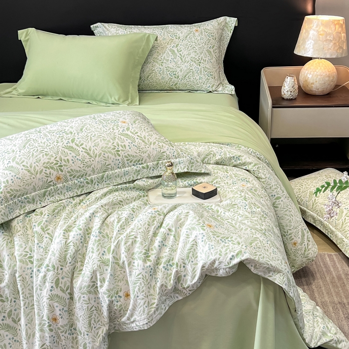 91家纺网 家纺一手货源 找家纺 繁花家居 2026凉感云丝棉高克重冰感天丝绵四件套 一枕秋岚