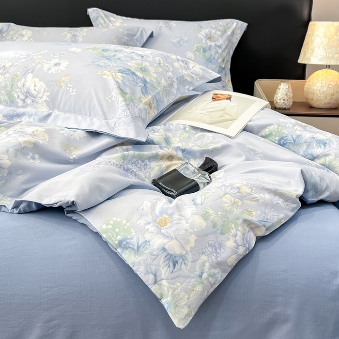 91家纺网 家纺一手货源 找家纺 繁花家居 2026凉感云丝棉高克重冰感天丝绵四件套 月光紫珀