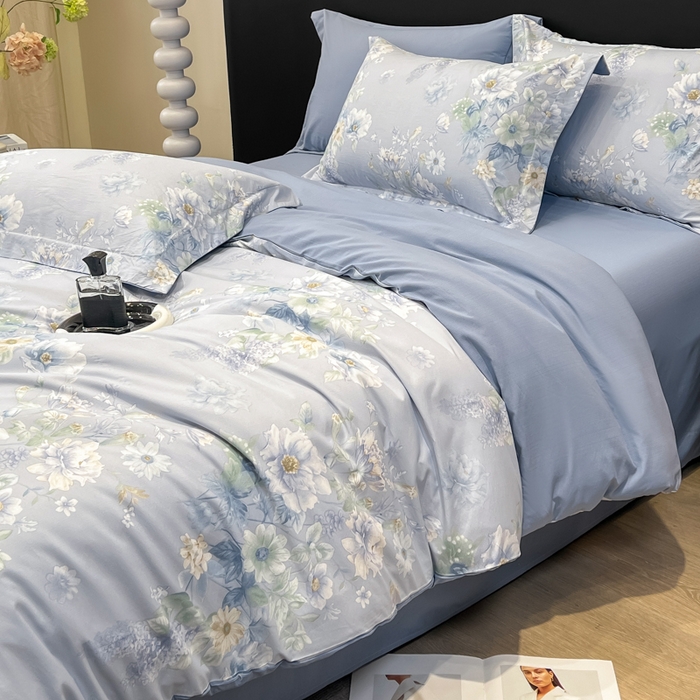 91家纺网 家纺一手货源 找家纺 繁花家居 2026凉感云丝棉高克重冰感天丝绵四件套 月光紫珀