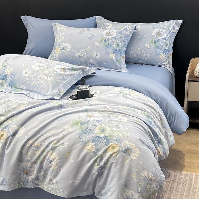 91家纺网 家纺一手货源 找家纺 繁花家居 2026凉感云丝棉高克重冰感天丝绵四件套 月光紫珀