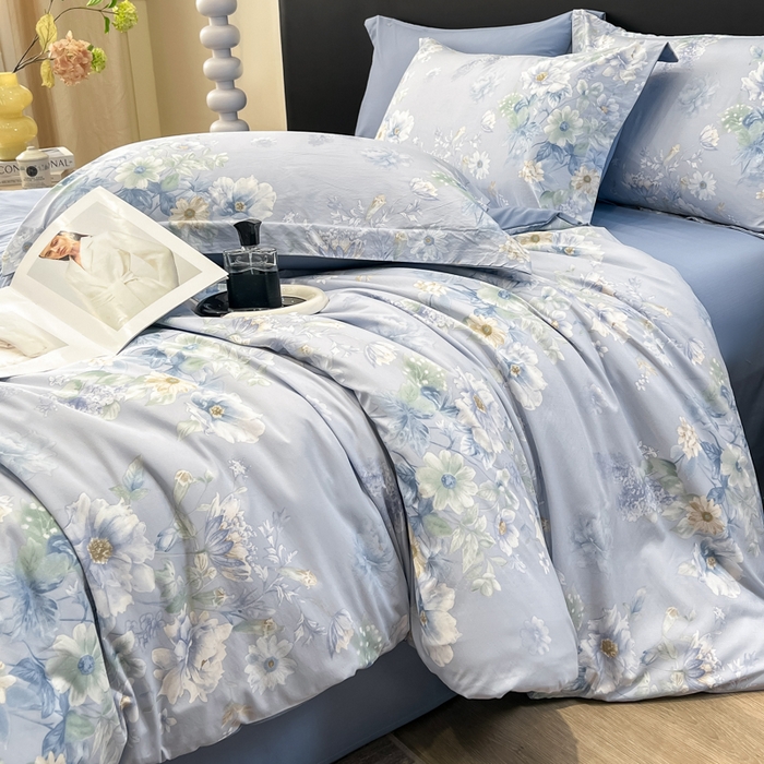 91家纺网 家纺一手货源 找家纺 繁花家居 2026凉感云丝棉高克重冰感天丝绵四件套 月光紫珀