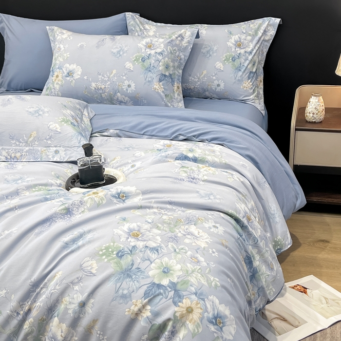 91家纺网 家纺一手货源 找家纺 繁花家居 2026凉感云丝棉高克重冰感天丝绵四件套 月光紫珀