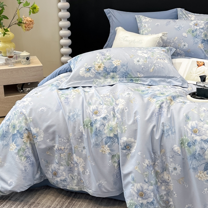 91家纺网 家纺一手货源 找家纺 繁花家居 2026凉感云丝棉高克重冰感天丝绵四件套 月光紫珀