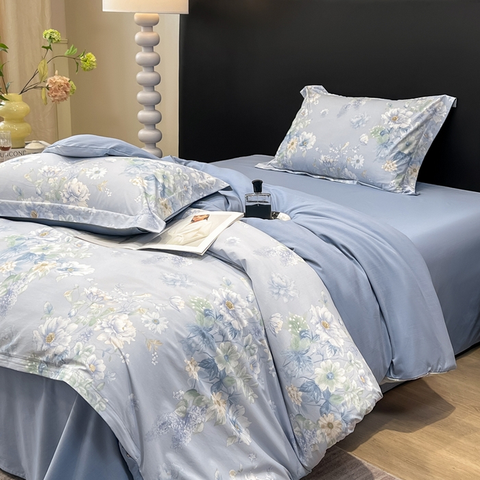 91家纺网 家纺一手货源 找家纺 繁花家居 2026凉感云丝棉高克重冰感天丝绵四件套 月光紫珀