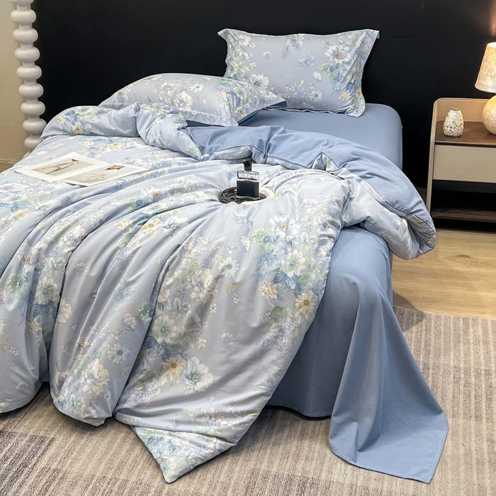 91家纺网 家纺一手货源 找家纺 繁花家居 2026凉感云丝棉高克重冰感天丝绵四件套 月光紫珀