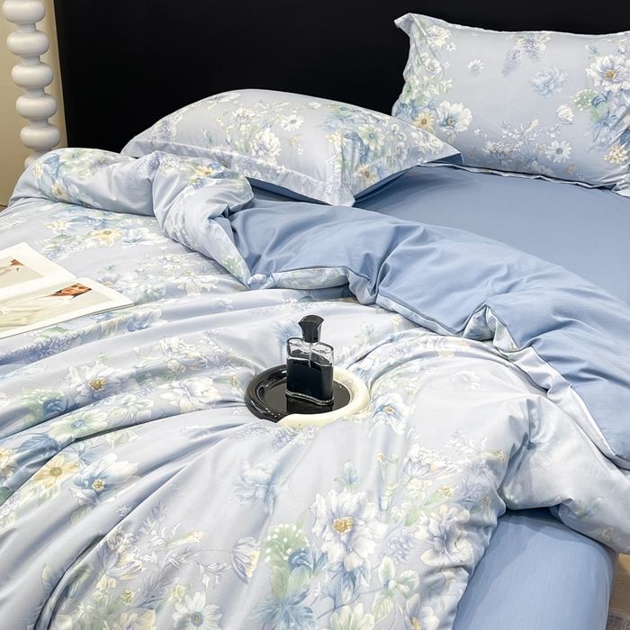 91家纺网 家纺一手货源 找家纺 繁花家居 2026凉感云丝棉高克重冰感天丝绵四件套 月光紫珀