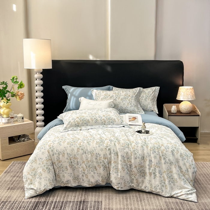 91家纺网 家纺一手货源 找家纺 繁花家居 2026凉感云丝棉高克重冰感天丝绵四件套 折枝春山