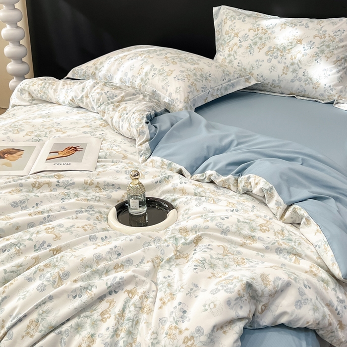 91家纺网 家纺一手货源 找家纺 繁花家居 2026凉感云丝棉高克重冰感天丝绵四件套 折枝春山