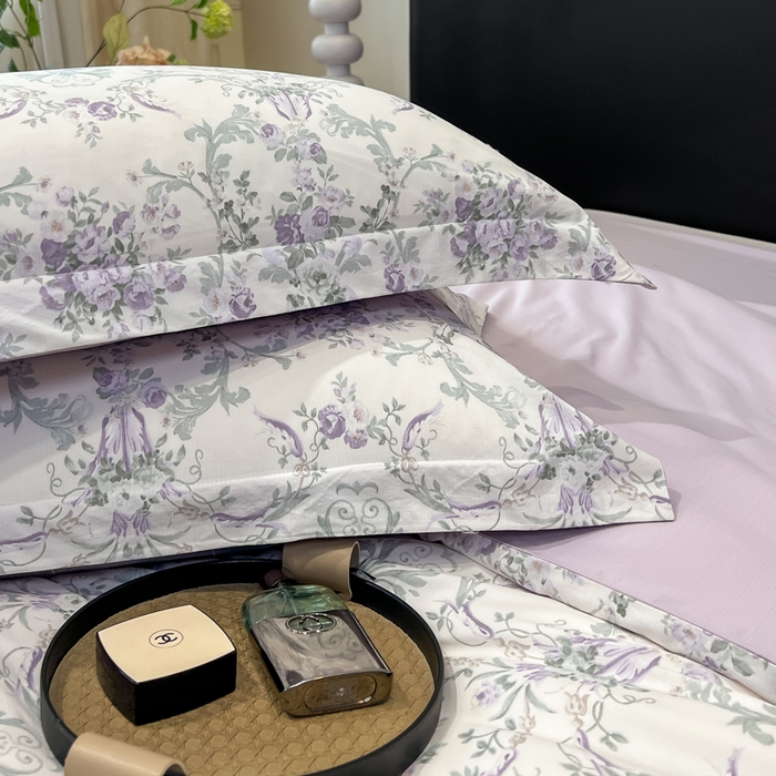 91家纺网 家纺一手货源 找家纺 繁花家居 2026凉感云丝棉高克重冰感天丝绵四件套 紫花密语