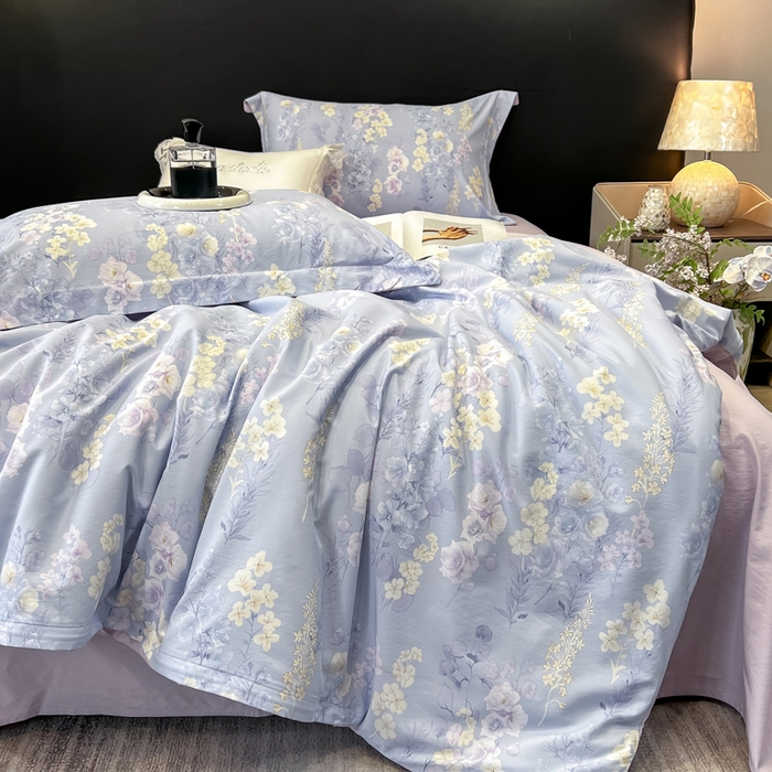 繁花家居 2026凉感云丝棉高克重冰感天丝绵四件套 紫霞映月