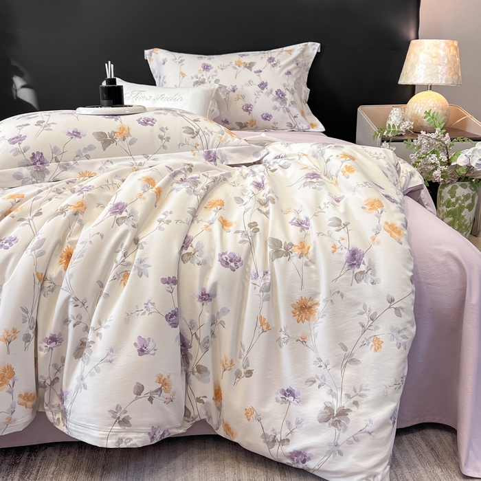 繁花家居 2026凉感云丝棉高克重冰感天丝绵四件套 紫苑芳华