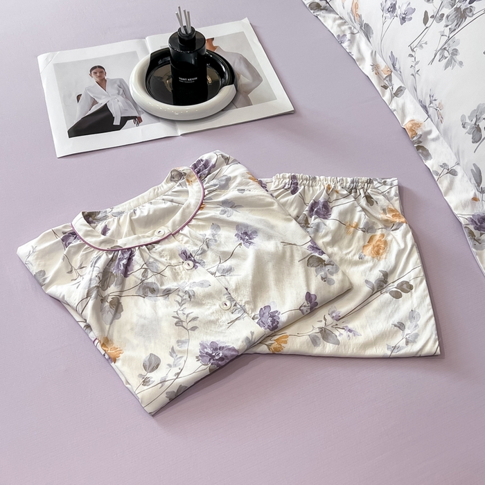 91家纺网 家纺一手货源 找家纺 繁花家居 2026凉感云丝棉高克重冰感天丝绵四件套 紫苑芳华