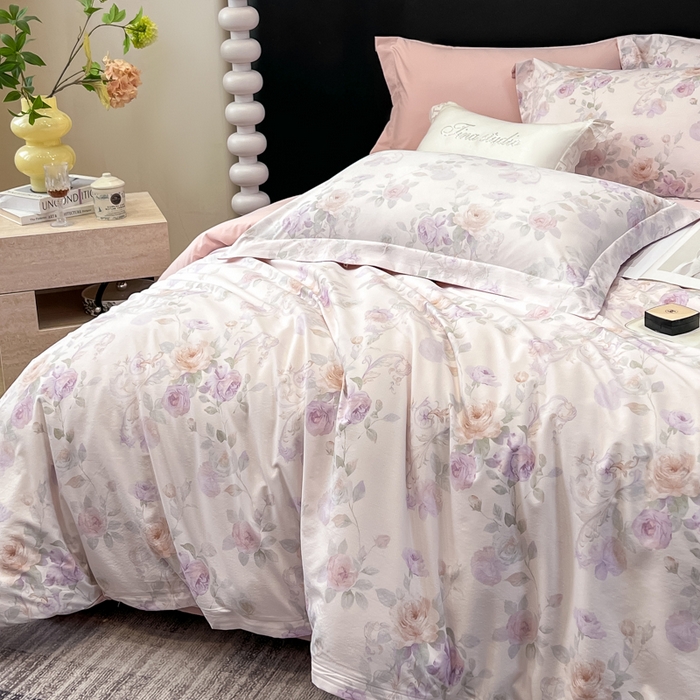 91家纺网 家纺一手货源 找家纺 繁花家居 2026凉感云丝棉高克重冰感天丝绵四件套 紫竹听风