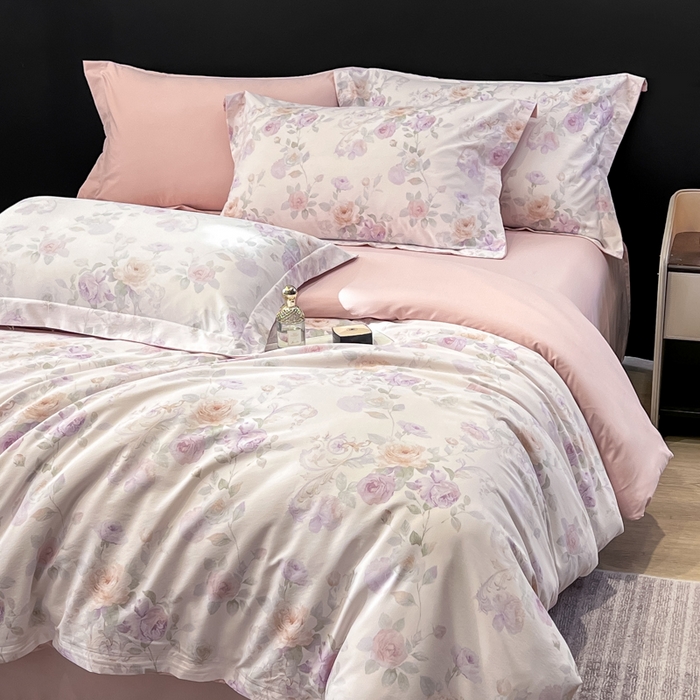 91家纺网 家纺一手货源 找家纺 繁花家居 2026凉感云丝棉高克重冰感天丝绵四件套 紫竹听风