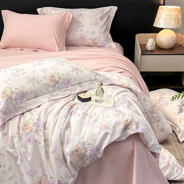 91家纺网 家纺一手货源 找家纺 繁花家居 2026凉感云丝棉高克重冰感天丝绵四件套 紫竹听风