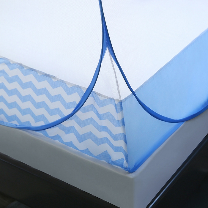 91家纺网 家纺一手货源 找家纺 青竹苑 2026新款云顶免安装魔术蚊帐 曲线蓝