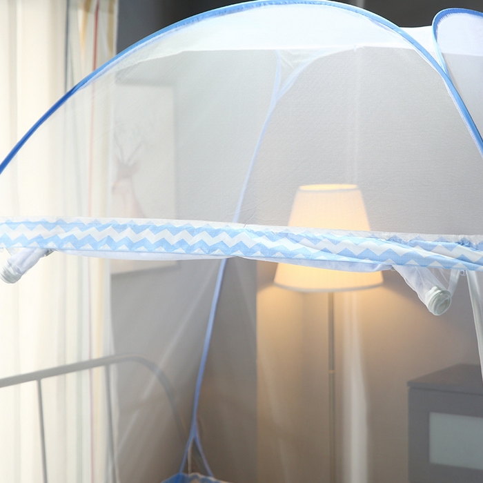 91家纺网 家纺一手货源 找家纺 青竹苑 2026新款云顶免安装魔术蚊帐 曲线蓝