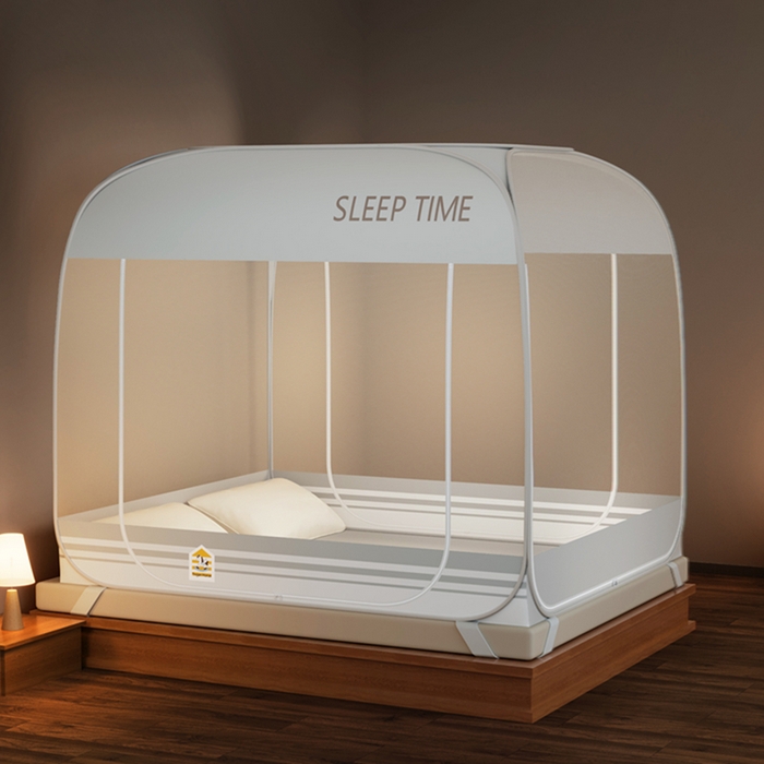 91家纺网 家纺一手货源 找家纺 （总）青竹苑 2026新款免安装防尘顶遮光款三开门魔术蚊帐