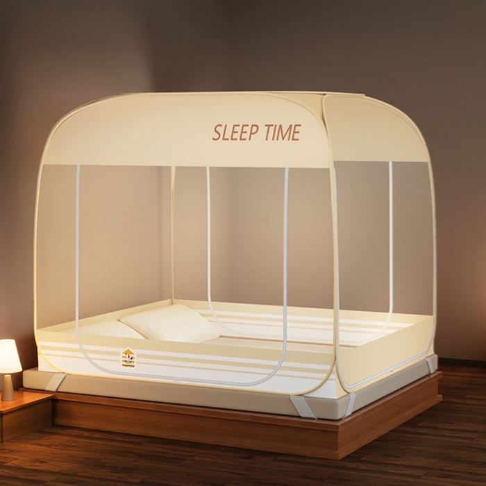 91家纺网 家纺一手货源 找家纺 （总）青竹苑 2026新款免安装防尘顶遮光款三开门魔术蚊帐