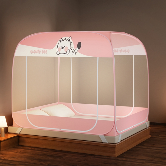 91家纺网 家纺一手货源 找家纺 （总）青竹苑 2026新款免安装防尘顶遮光款三开门魔术蚊帐