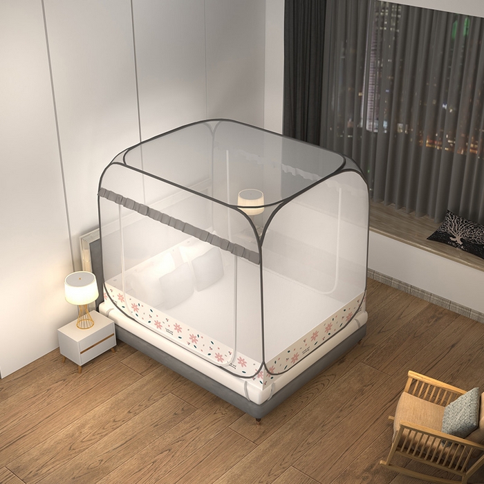 91家纺网 家纺一手货源 找家纺 （总）青竹苑 2026新款免安装大顶花边款魔术蚊帐