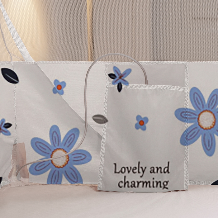 91家纺网 家纺一手货源 找家纺 青竹苑 2026新款免安装大顶花边款魔术蚊帐 初恋蓝