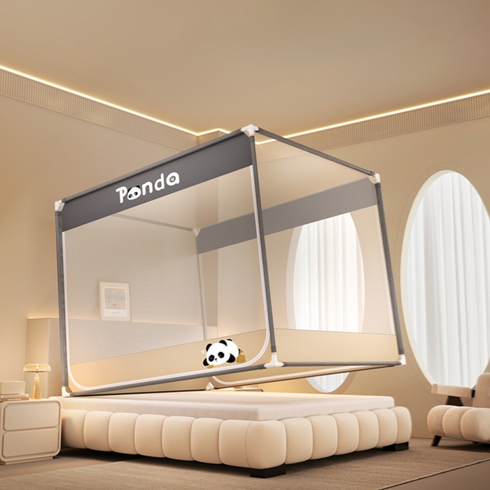 91家纺网 家纺一手货源 找家纺 （总）青竹苑 2026新款双门全底外穿坐床式蚊帐儿童防摔防蚊拉链方帐