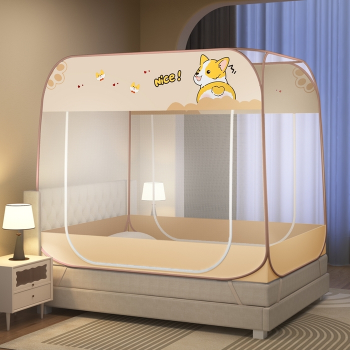 91家纺网 家纺一手货源 找家纺 （总）青竹苑 2026新款免安装蒙古包大顶魔术蚊帐布三角款