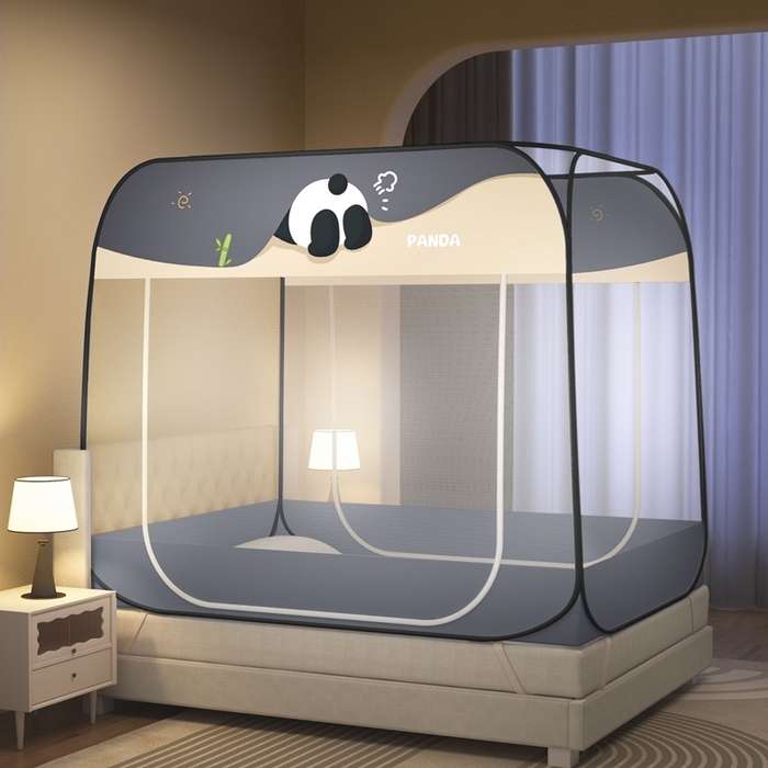 91家纺网 家纺一手货源 找家纺 （总）青竹苑 2026新款免安装蒙古包大顶魔术蚊帐布三角款