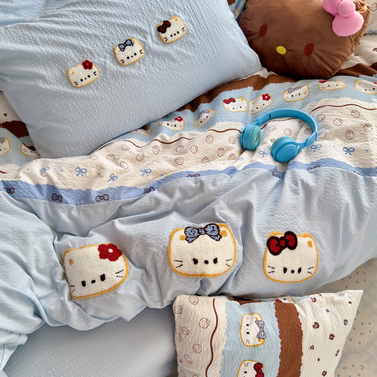 91家纺网 家纺一手货源 找家纺 （总）三元色 2026新款泡芙费尔岛绣花四件套