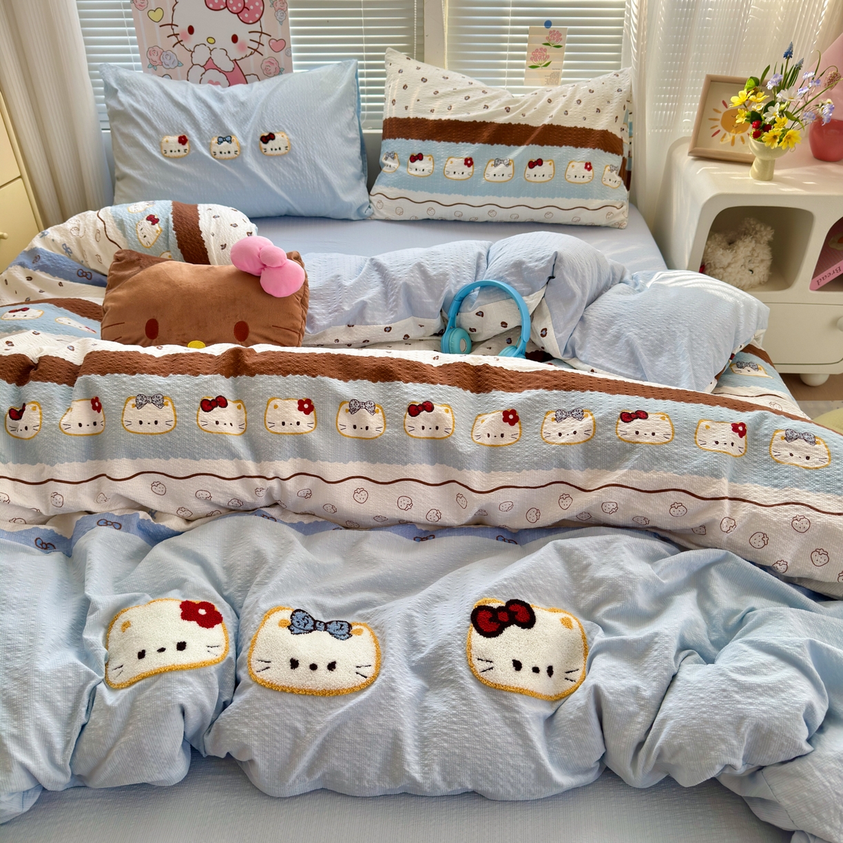 91家纺网 家纺一手货源 找家纺 （总）三元色 2026新款泡芙费尔岛绣花四件套