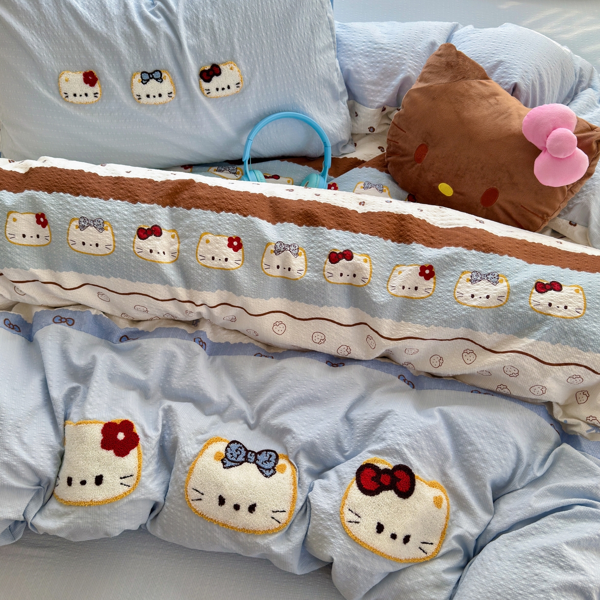 91家纺网 家纺一手货源 找家纺 （总）三元色 2026新款泡芙费尔岛绣花四件套