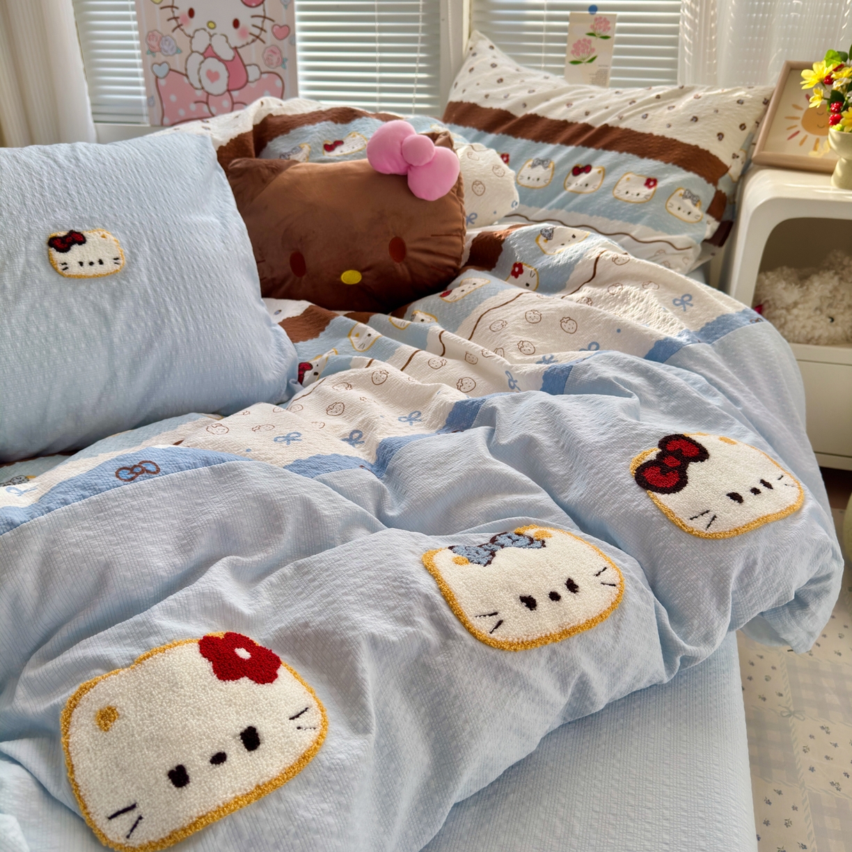 91家纺网 家纺一手货源 找家纺 （总）三元色 2026新款泡芙费尔岛绣花四件套