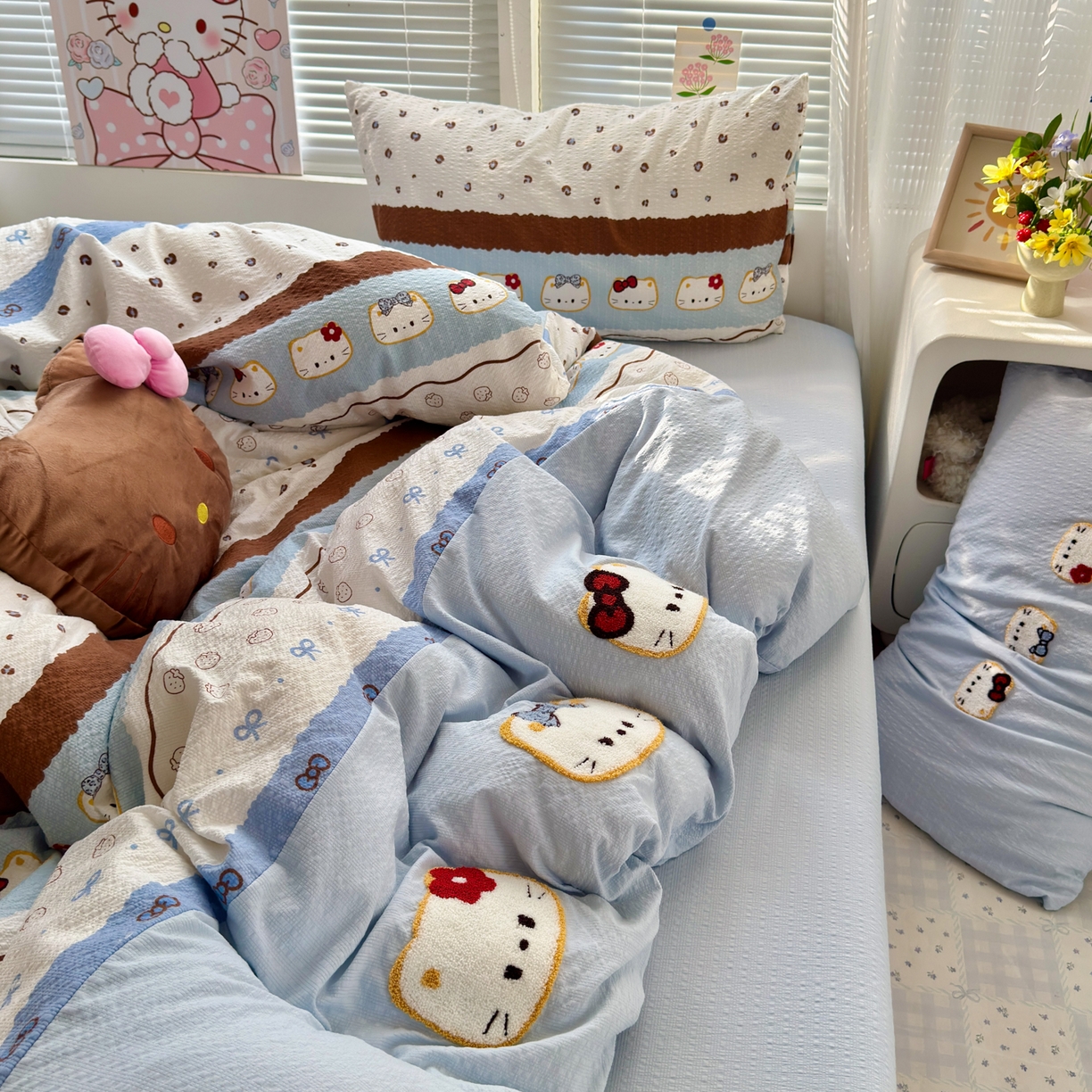 91家纺网 家纺一手货源 找家纺 （总）三元色 2026新款泡芙费尔岛绣花四件套