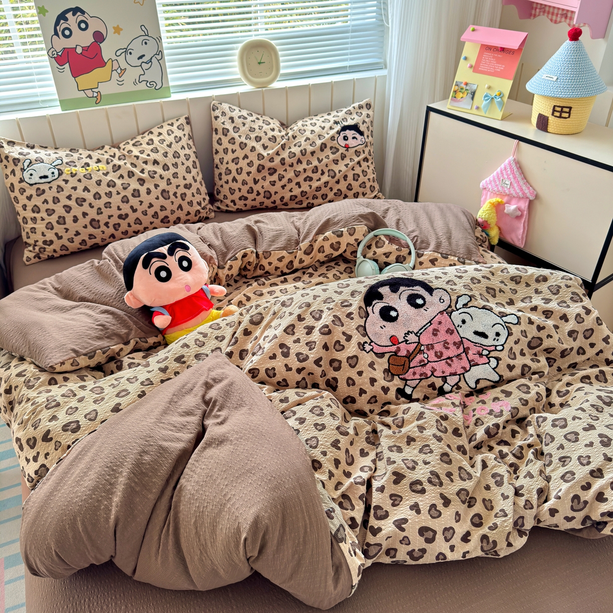 91家纺网 家纺一手货源 找家纺 （总）三元色 2026新款泡芙双层纱豹纹系列四件套