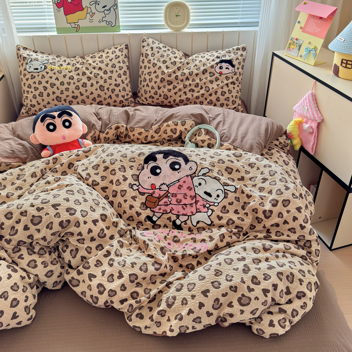 91家纺网 家纺一手货源 找家纺 （总）三元色 2026新款泡芙双层纱豹纹系列四件套